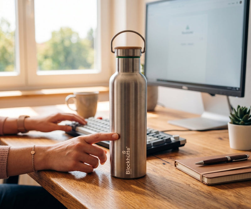 Botella de acero inoxidable de 750 ml para la oficina: la medida idónea para la jornada laboral - Blockhütte