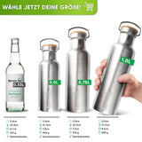 Premium Edelstahl Trinkflasche isoliert | Größe: 1000ml |