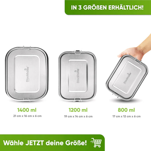 Foodie Bundle - Premium Edelstahl Brotdose + Edelstahl Thermobehälter - Blockhütte - Jausenbox und Isolierbehälter für die Arbeit