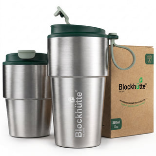 Isolierter Edelstahl Thermobecher für Kaffee und Tee – Dunkelgrün, 350ml