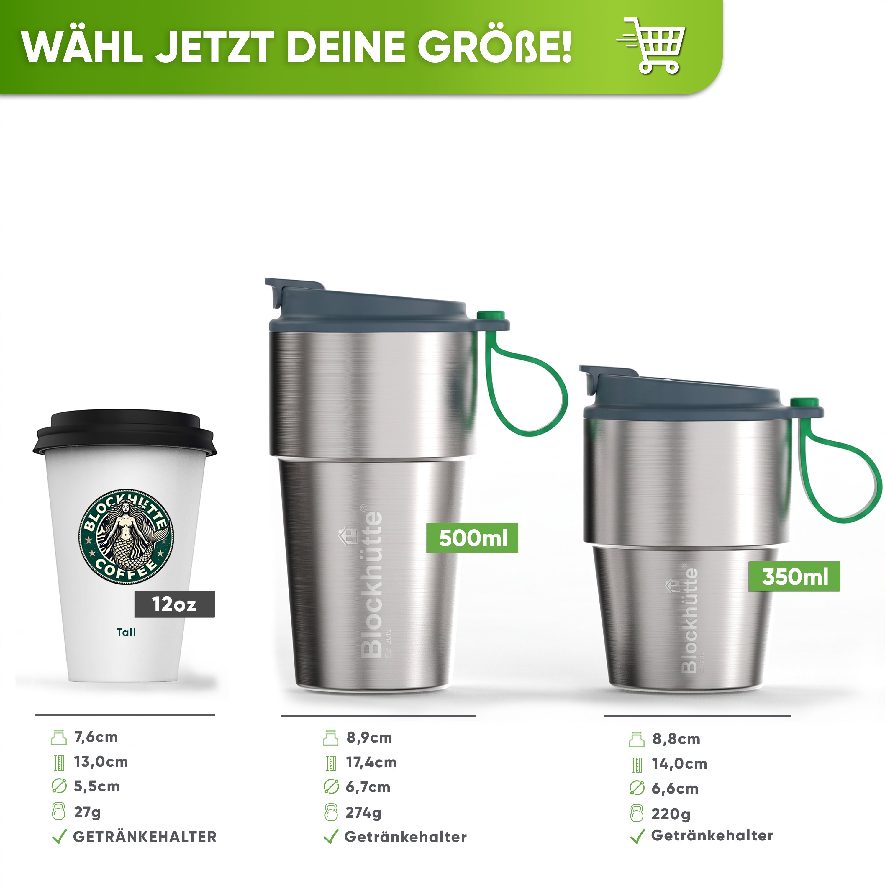 Edelstahl Isolier-Thermobecher mit Namensgravur für Kaffee & Tee – Grau, 500ml, Ansicht 4