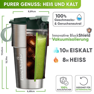Edelstahl Isolier-Thermobecher mit Namensgravur für Kaffee & Tee – Dunkelgrün, 500ml, Ansicht 5