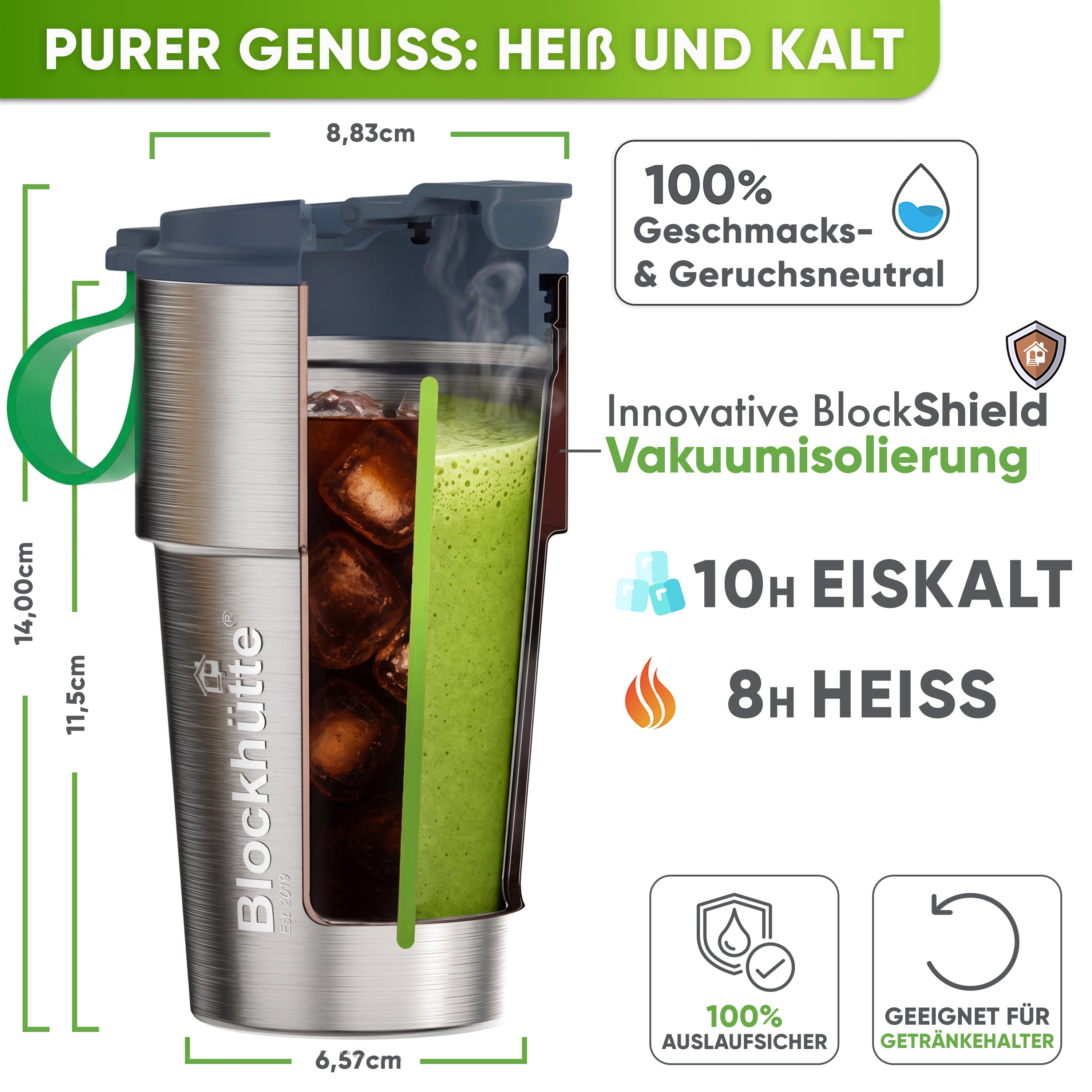 Edelstahl Isolier-Thermobecher mit Namensgravur für Kaffee & Tee – Grau, 350ml, Ansicht 5