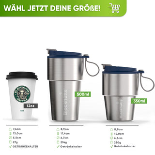 Edelstahl Isolier-Thermobecher mit Namensgravur für Kaffee & Tee – Dunkelblau, 350ml, Ansicht 4