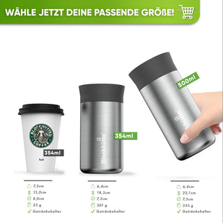 Individual Gravur für den Edelstahl Thermobecher | Blockhütte | Größe: 354ml | Farbe: Schwarz