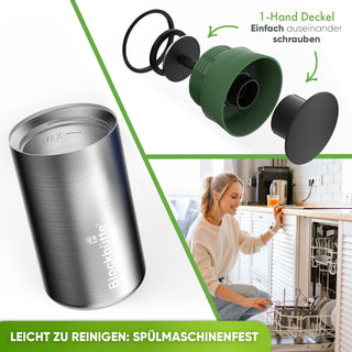 Thermobecher Edelstahl für Kaffee und Tee | 354ml | Schwarz