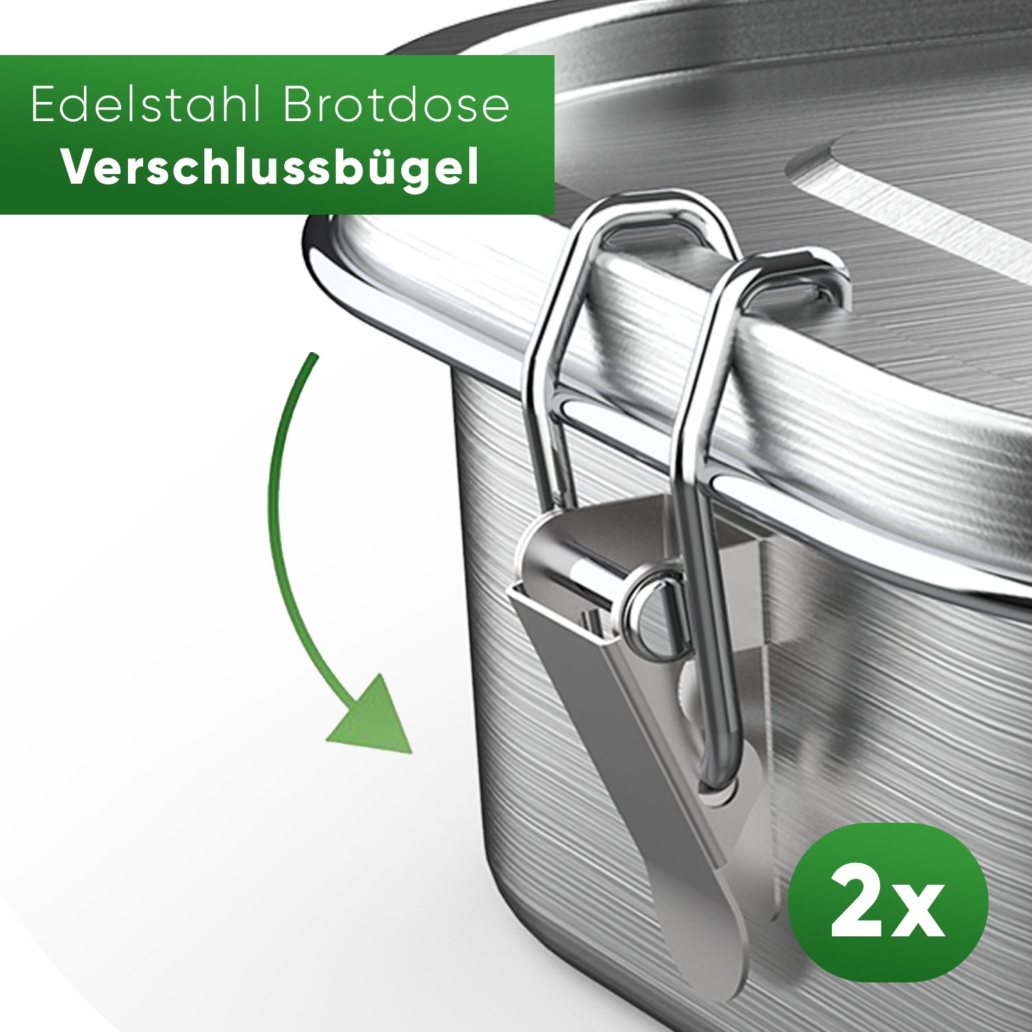 Edelstahl Brotdose - Bügel Set | Größe: 800ml |