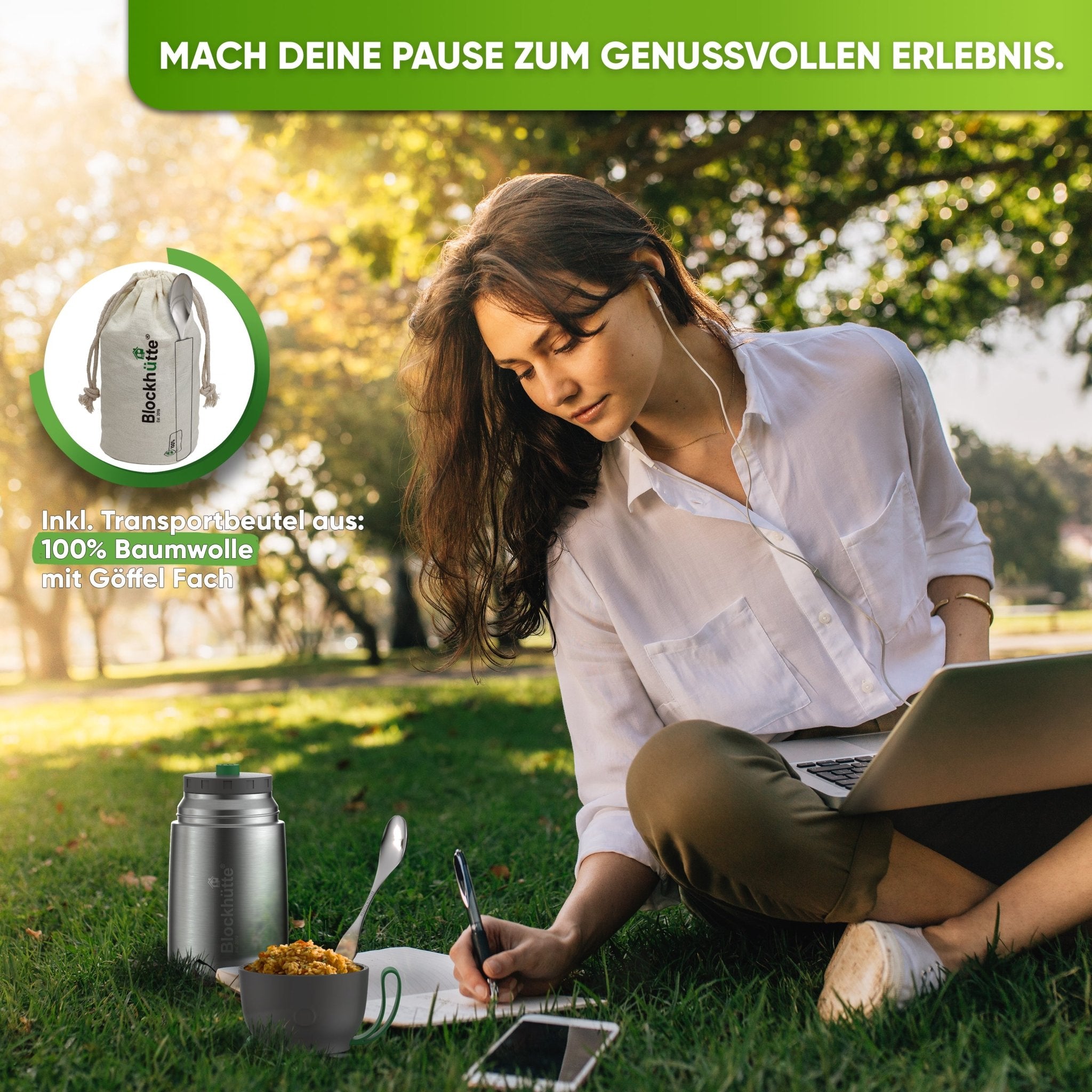 Edelstahl Thermobehälter für Essen | Schwarz | 1000ml