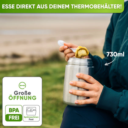 Edelstahl Thermobehälter für Essen - Blockhütte - BH0022-SCHWARZ
