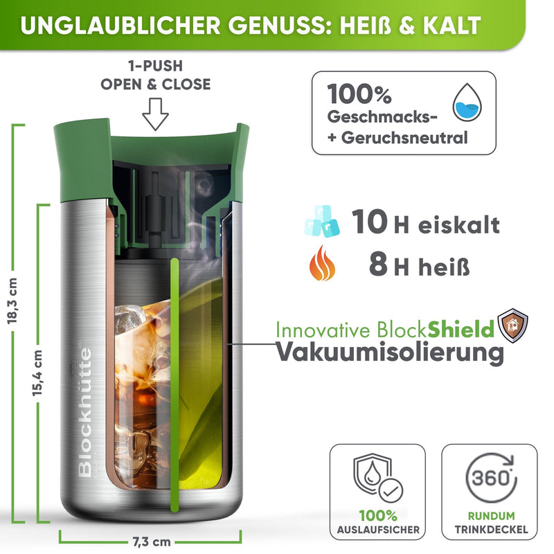 Individual Gravur für den Edelstahl Thermobecher - Blockhütte - I_TMB_354 - BLACK