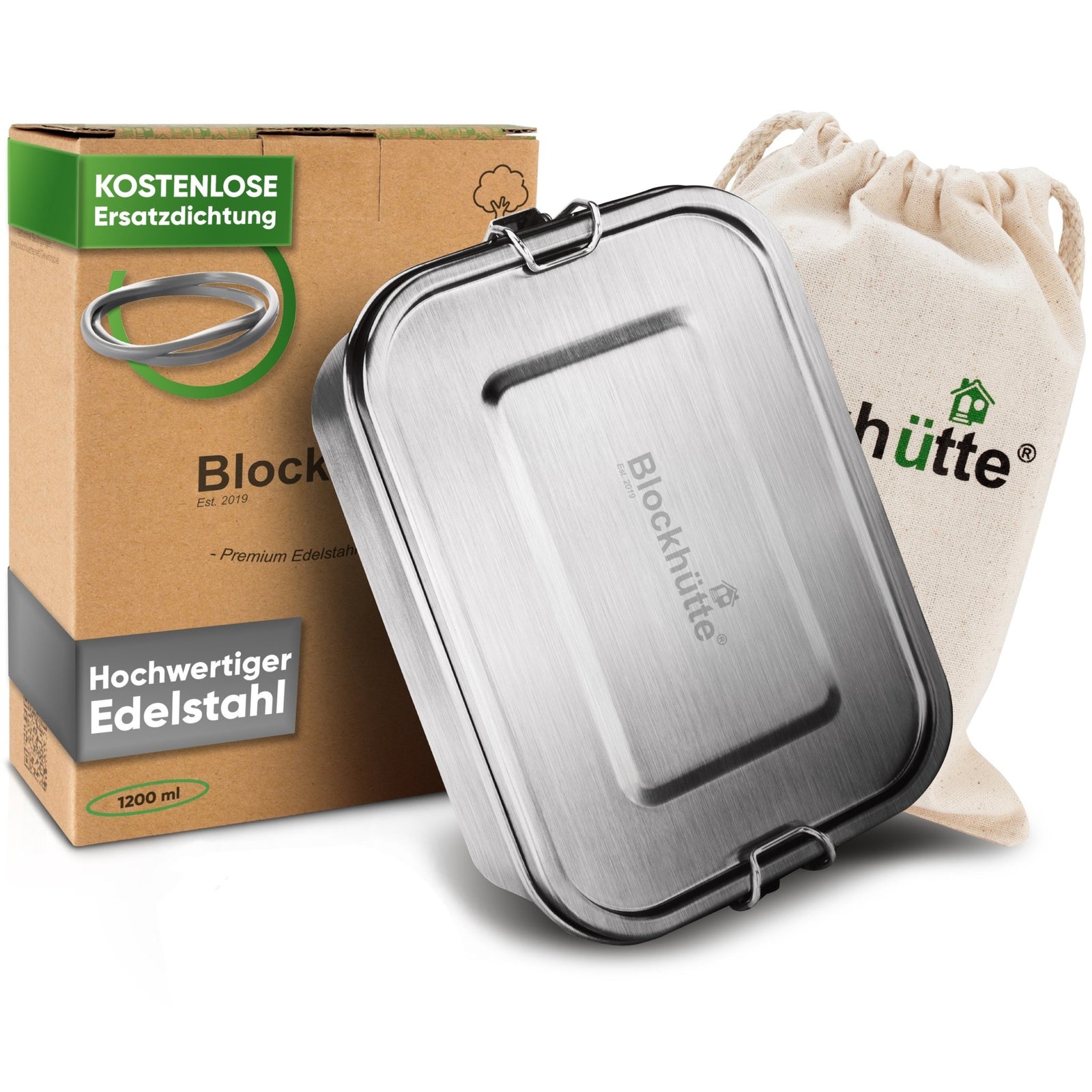 Premium Edelstahl Brotdose mit 2 Trennwänden | 1200ml |