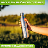 Premium Edelstahl Sport Trinkflasche isoliert mit [GRATIS Naturborsten - Bürste] - Blockhütte - BH0014
