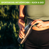 Premium Edelstahl Sport Trinkflasche isoliert mit [GRATIS Naturborsten - Bürste] - Blockhütte - BH0016