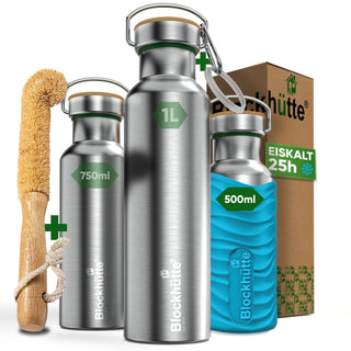 Botella térmica de acero inoxidable con funda de silicona | 500ml | turquesa | imagen principal
