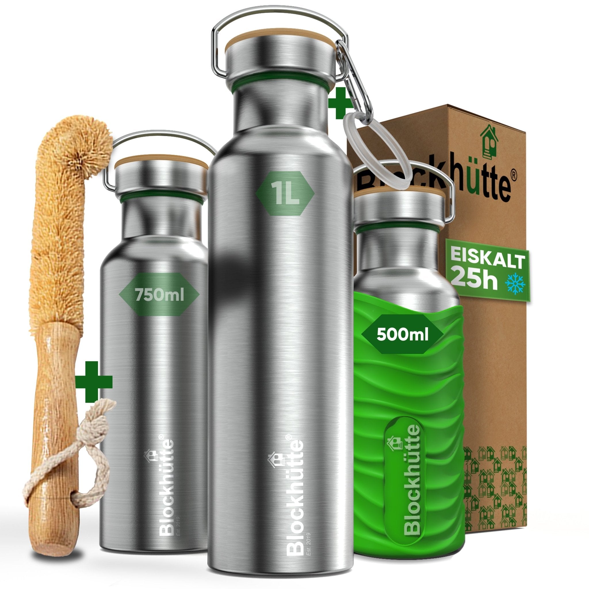 Botella térmica de acero inoxidable con funda de silicona | 500ml | verde lima | imagen principal