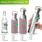 Premium Edelstahl Trinkflasche isoliert mit Silikonmantel - Blockhütte - BH0007-BLAU