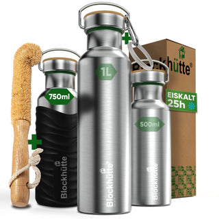 Botella térmica de acero inoxidable con funda de silicona | 750ml | negro | imagen principal