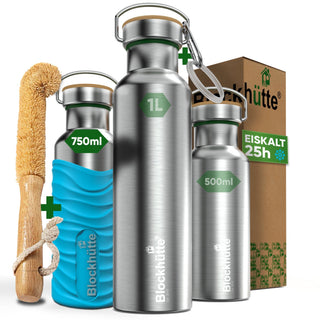 Botella térmica de acero inoxidable con funda de silicona | 750ml | turquesa | imagen principal
