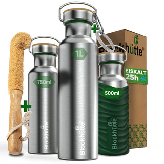 Botella térmica de acero inoxidable con funda de silicona | 500ml | verde oscuro | imagen principal