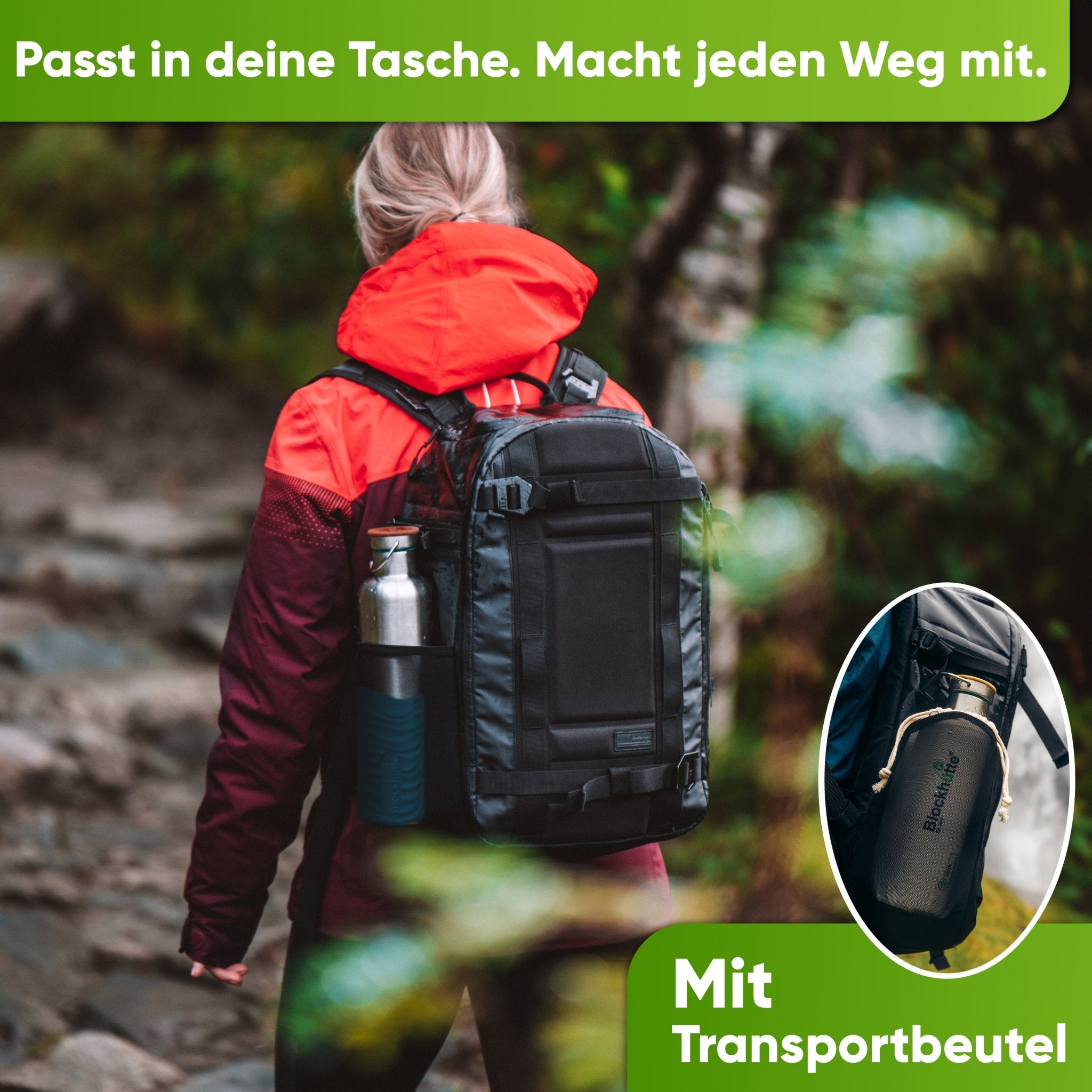 Botella térmica de acero inoxidable con funda de silicona | turquesa | bolsa de transporte