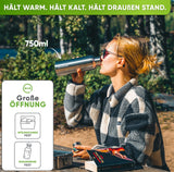 Premium Edelstahl Trinkflasche isoliert mit Silikonmantel - Blockhütte - BH0007-BLAU