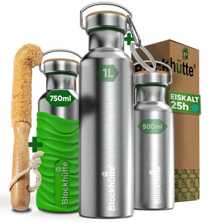 Botella térmica de acero inoxidable con funda de silicona | 750ml | verde lima | imagen principal