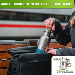 Botella térmica de acero inoxidable con funda de silicona | 1000ml | turquesa | a prueba de fugas