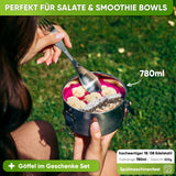 Runde Lunchbox aus Edelstahl mit Dichtung & Löffel - Blockhütte - BH0029