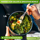 Runde Lunchbox aus Edelstahl mit Dichtung & Löffel - Blockhütte - BH0029