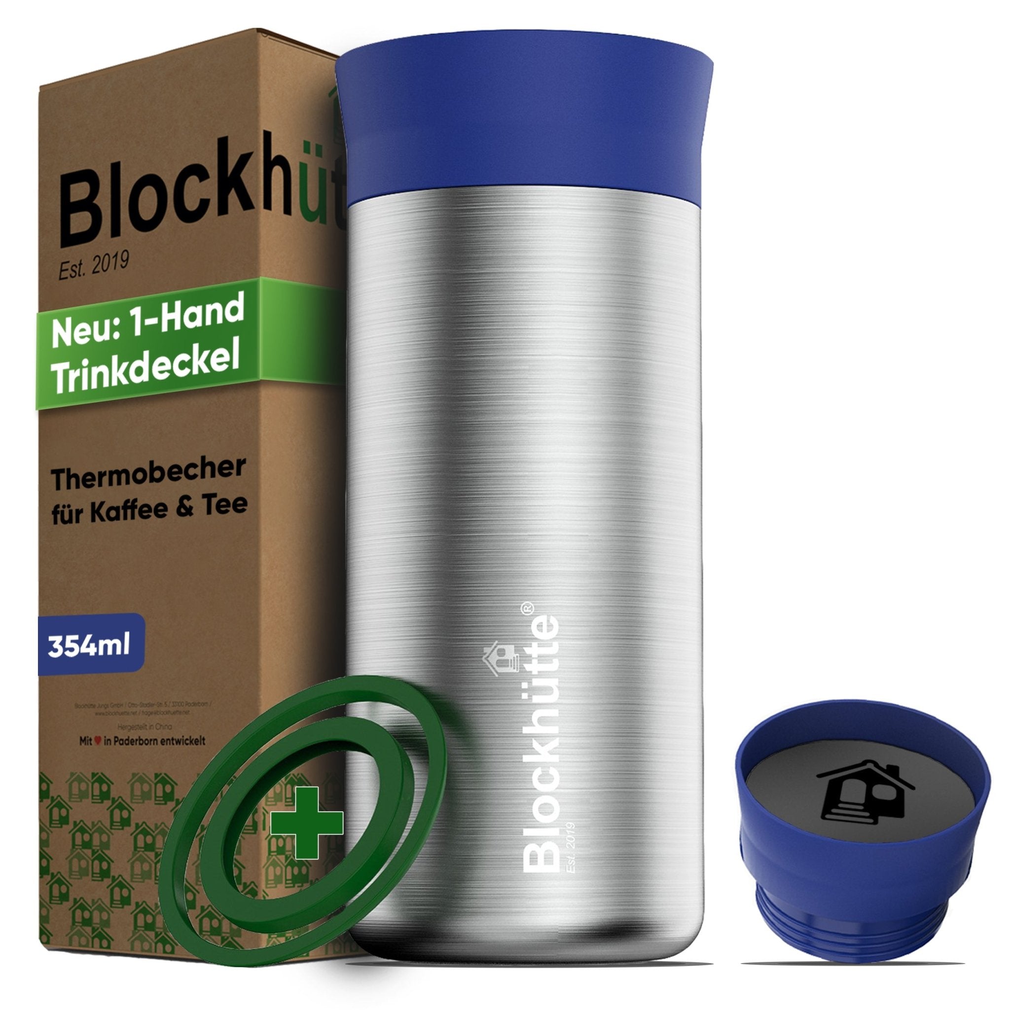 Thermobecher Edelstahl für Kaffee und Tee | 354ml | Blau