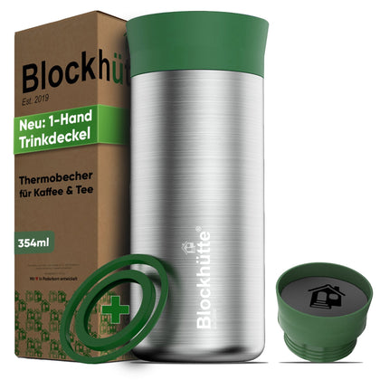 Thermobecher Edelstahl für Kaffee und Tee | 354ml | Dunkelgrün