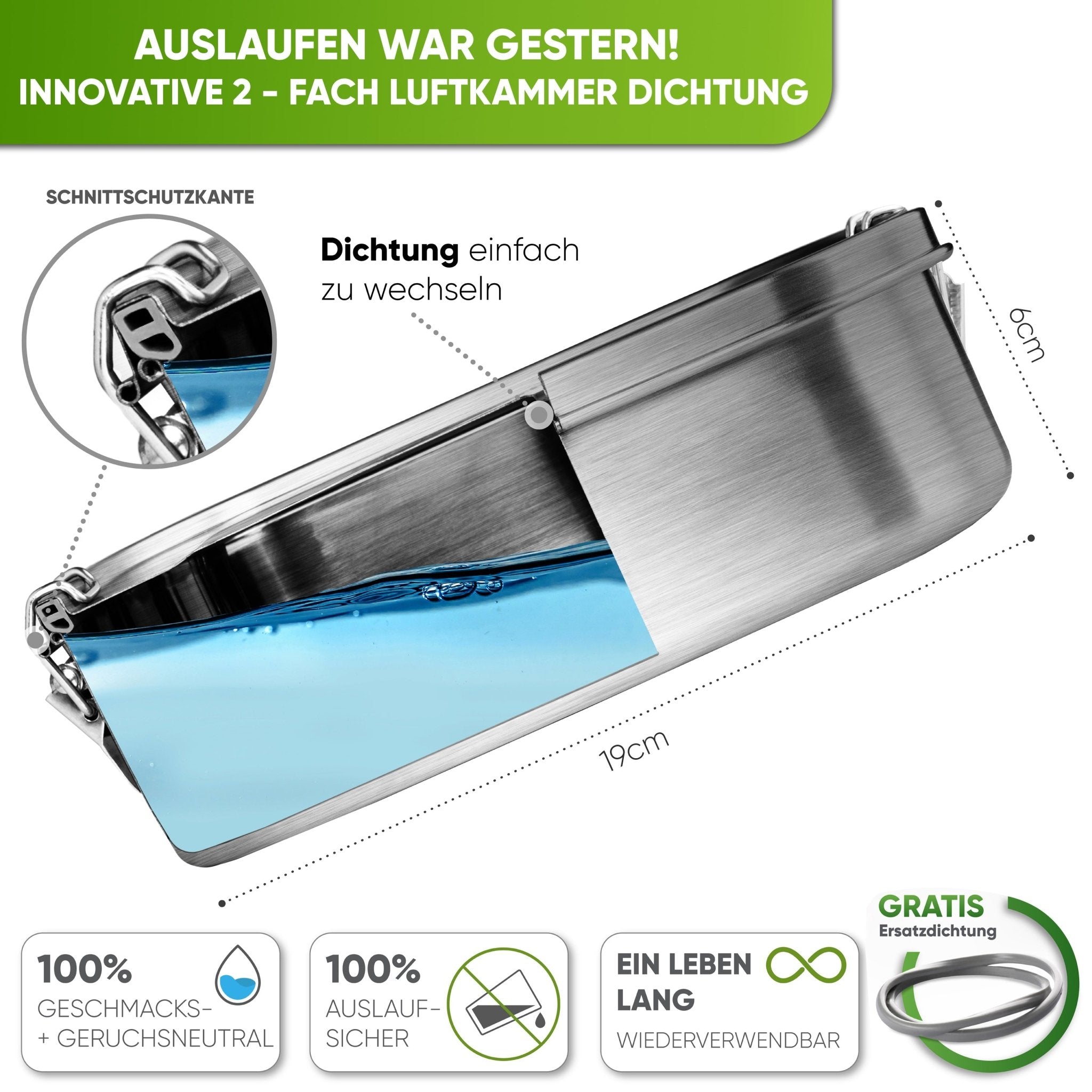 Individual Gravur für die Edelstahl Brotdose | 1400ml |